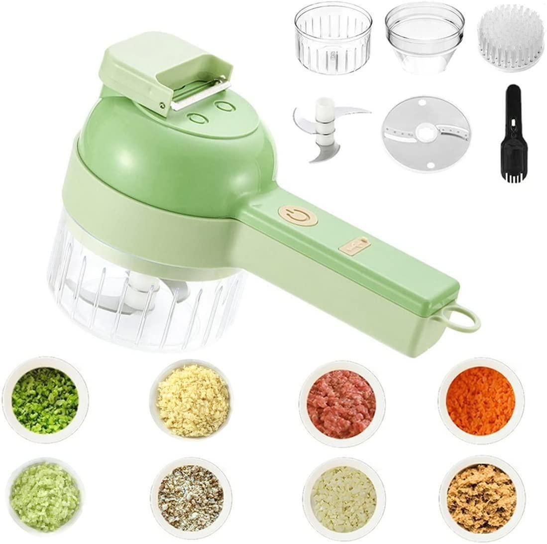 4-in-1 Handheld Electric Vegetable Cutter – Chop, Slice, Peel & Clean in Seconds!