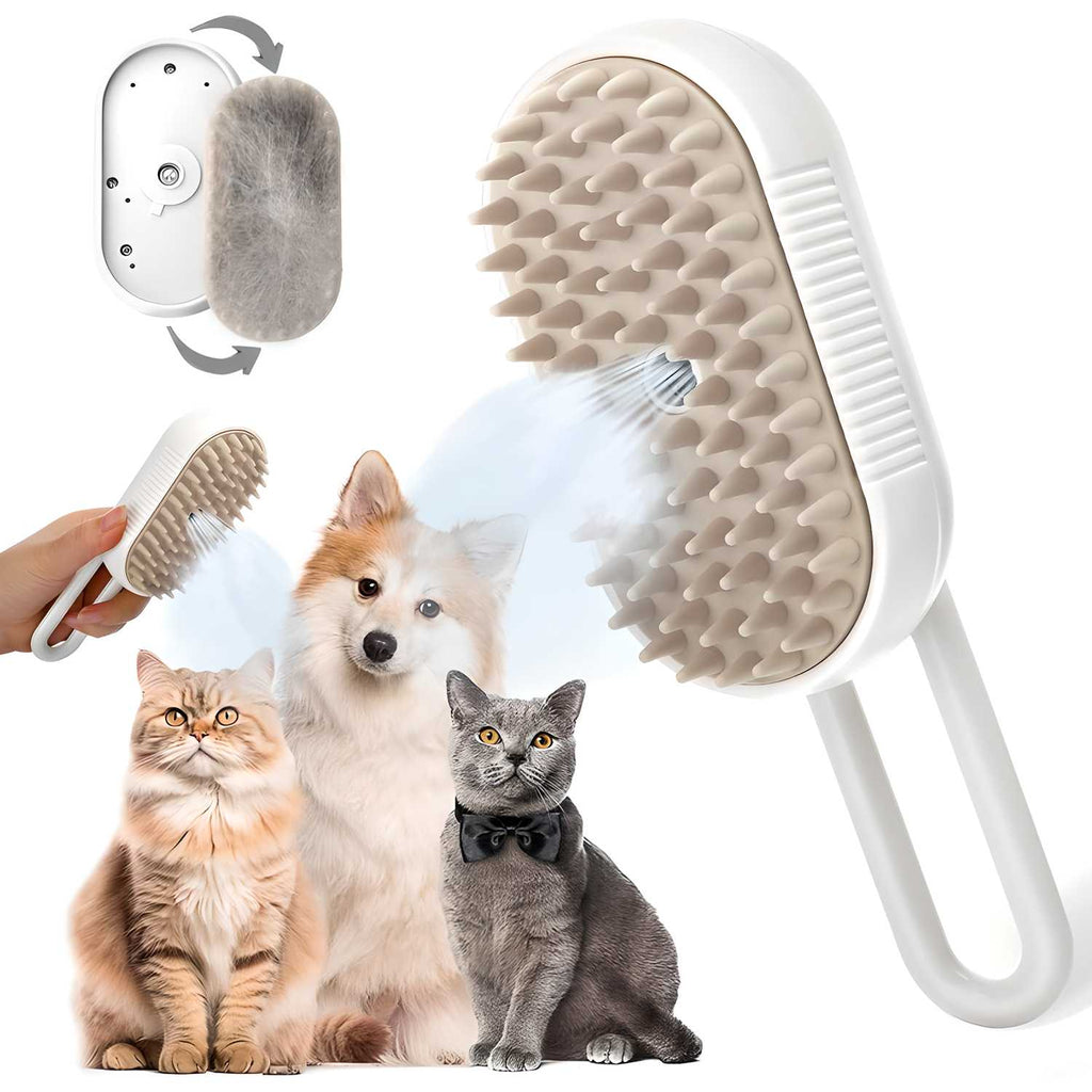 3-in-1 Steamy Pet Brush – The Ultimate Grooming, Cleaning, and Massage Tool