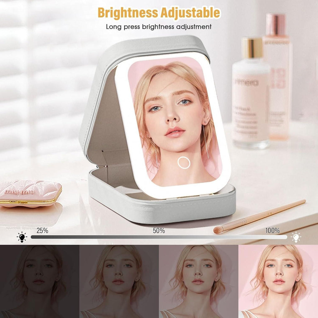 Premium White Makeup Box with LED Mirror