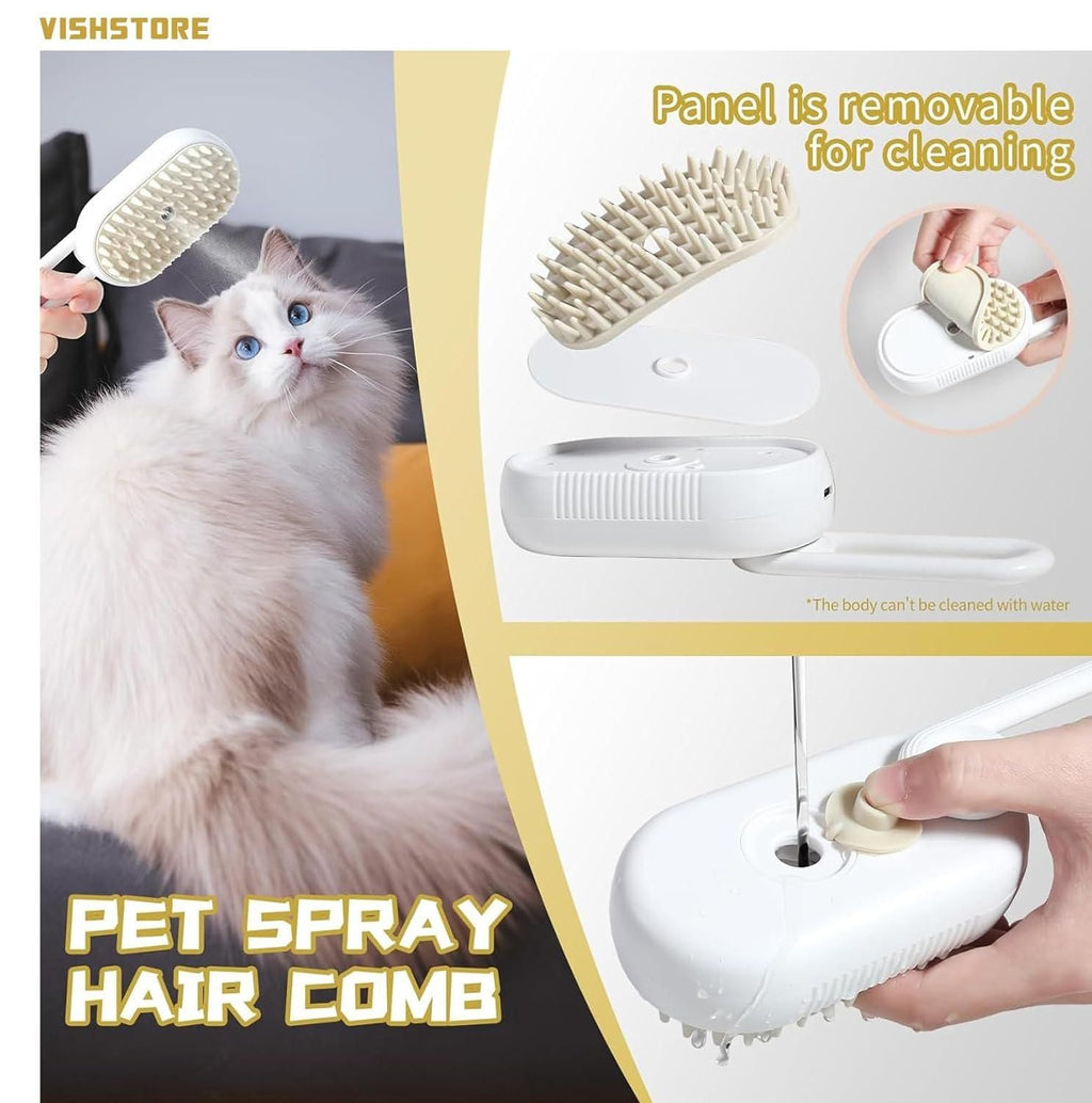 3-in-1 Steamy Pet Brush – The Ultimate Grooming, Cleaning, and Massage Tool