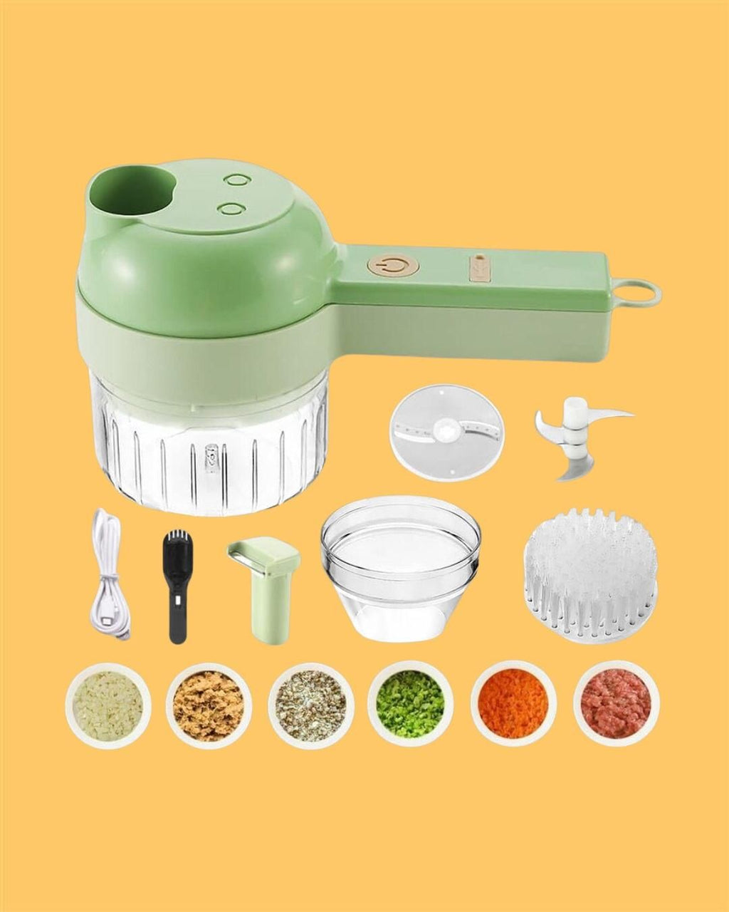 4-in-1 Handheld Electric Vegetable Cutter – Chop, Slice, Peel & Clean in Seconds!