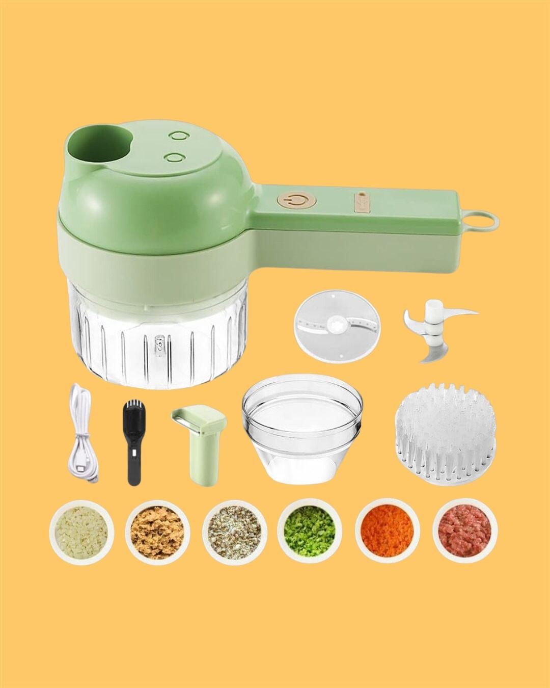4-in-1 Handheld Electric Vegetable Cutter – Chop, Slice, Peel & Clean in Seconds!