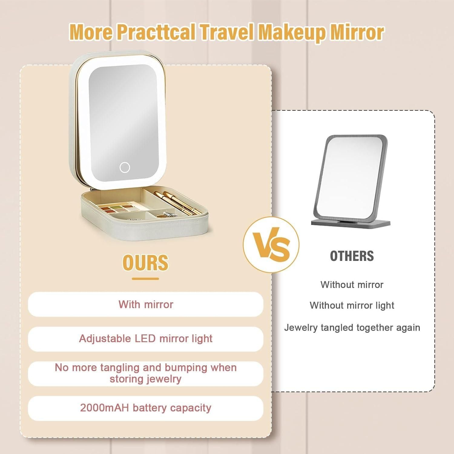 Premium White Makeup Box with LED Mirror